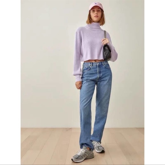 Reformation Sweaters - Reformation Luisa Cropped Cashmere Sweater Pale Lavender Purple Size XS